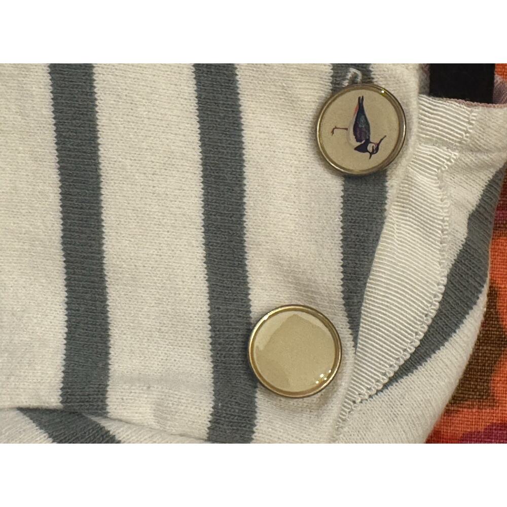 Joules Cream Green Stripe top Shirt Sz US 12 Coastal Old Money Preppy Academia - Picture 8 of 8